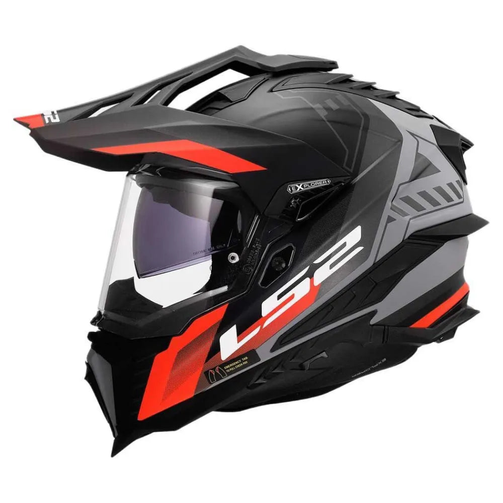 Casco Ls2 MX701 Explorer Hexa Negro Rojo Gris