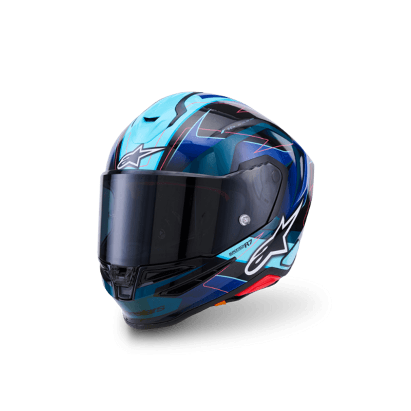 Casco Alpinestars SR7 Kinetis Negro Azul Fucsia Brillante