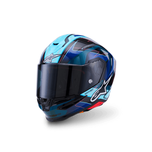 Casco Alpinestars SR7 Kinetis Negro Azul Fucsia Brillante