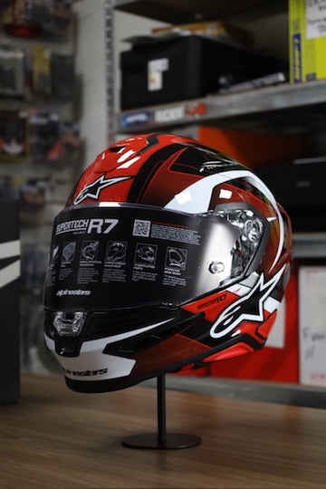 Casco Alpinestars SR7 Kinetis Negro Rojo Blanco Brillante