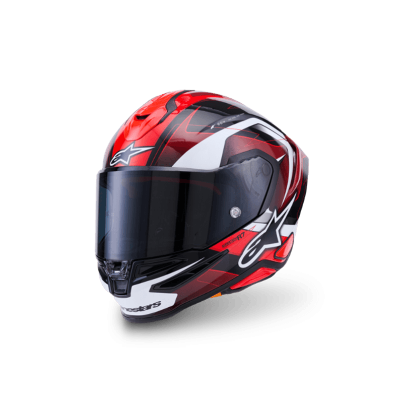 Casco Alpinestars SR7 Kinetis Negro Rojo Blanco Brillante