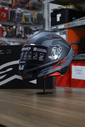 Casco Alpinestars SR7 Core Gris Rojo Mate