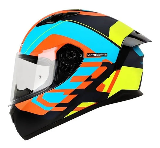 Casco Shaft 582 Naranjo Coulerat Celeste Amarillo