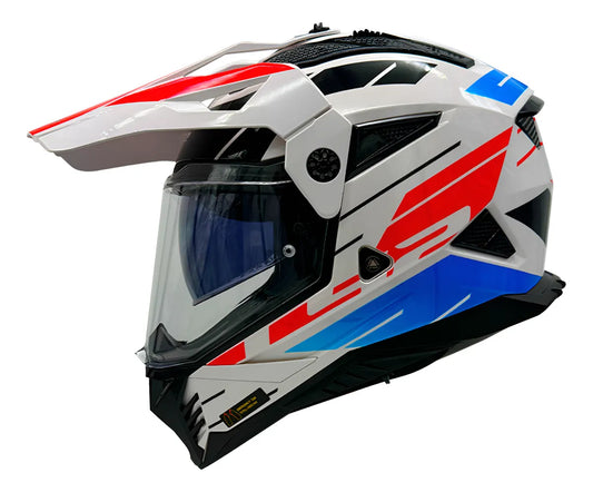 Casco LS2 MX702 Namib Blanco Azul Rojo