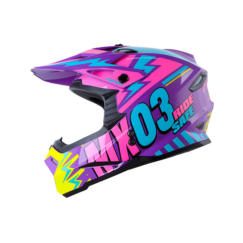 Casco HRO MX03 Scribble Morado Rosa