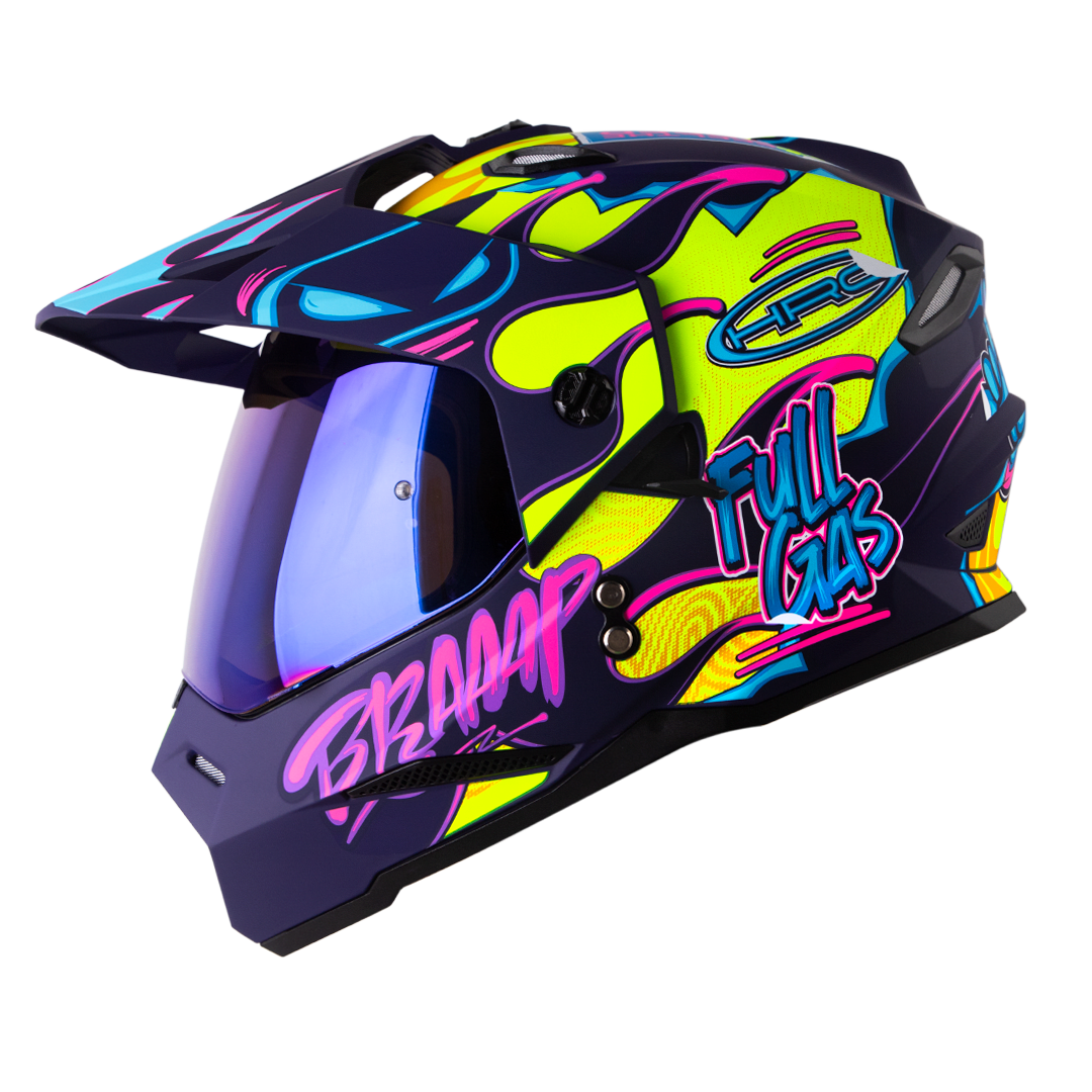 Casco HRO MX330 Stay Wild Morado Amarillo