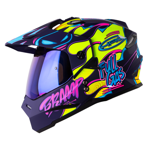 Casco HRO MX330 Stay Wild Morado Amarillo