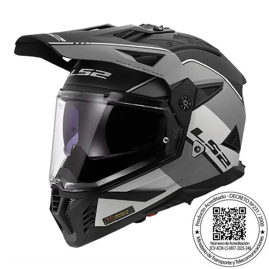 Casco LS2 MX702 Rally Gris Negro Mate