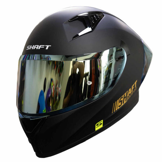 Casco Shaft 526 Negro Mate Mica y Spoiler Dorado