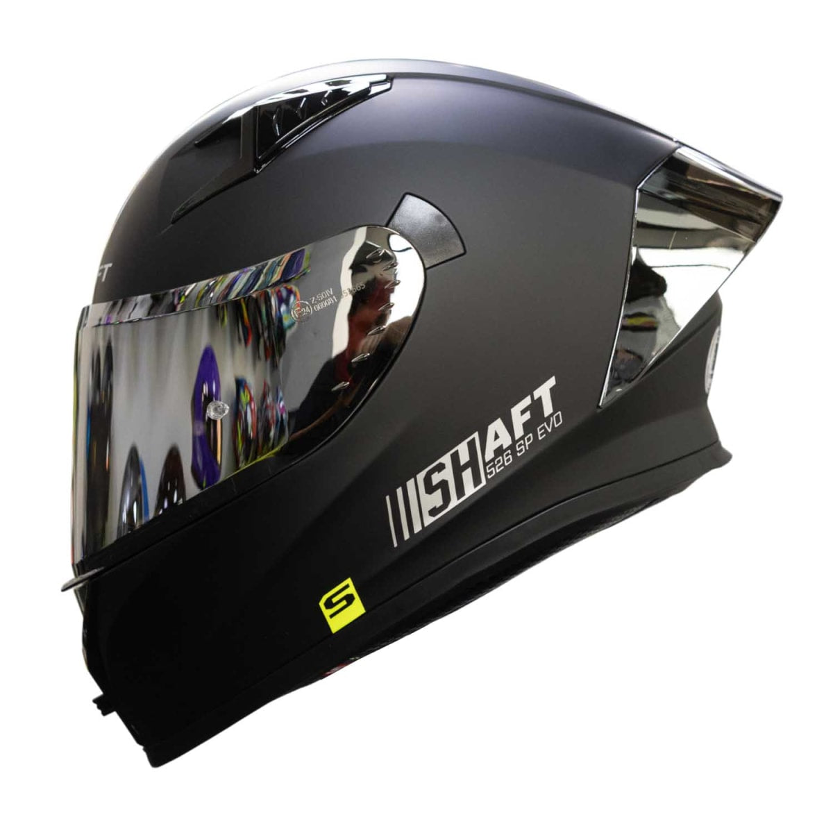 Casco Shaft 526 Negro Mate Mica y Spoiler Espejado