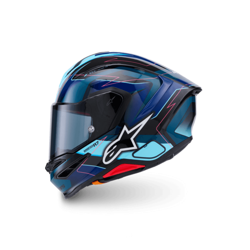 Casco Alpinestars SR7 Kinetis Negro Azul Fucsia Brillante
