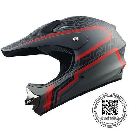 Casco GHB 818 Grid Negro Rojo Mate