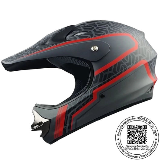 Casco GHB 818 Grid Negro Rojo Mate