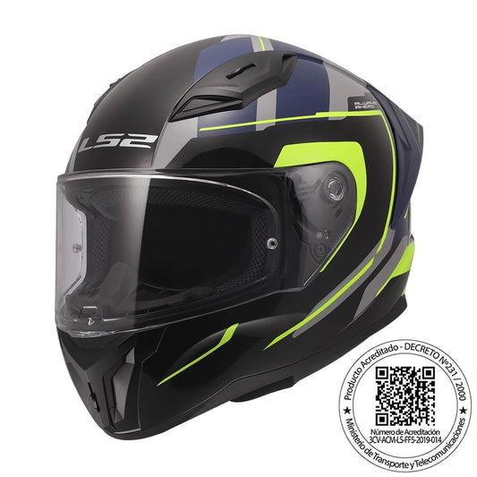 Casco Ls2 FF810 VIGO FOKUS Azul Gris Amarillo Mate