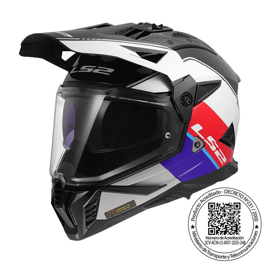 Casco LS2 MX702 Rally Rojo Blanco Azul