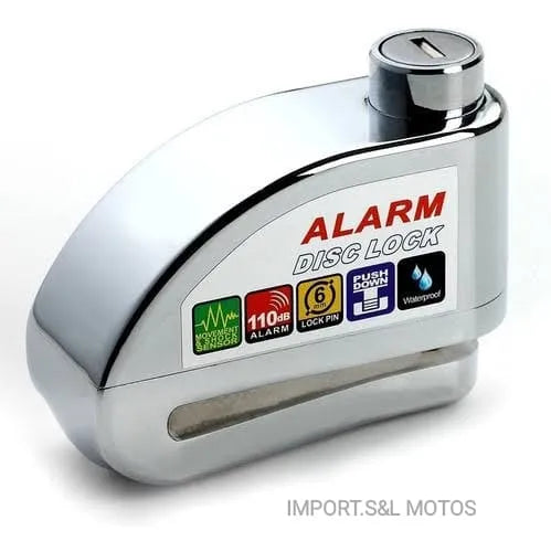 Candado de Disco Con Alarma Cromado