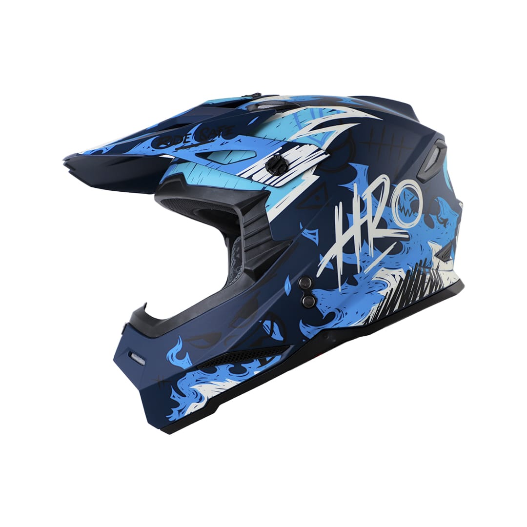 Casco HRO MX03 Fire Grunge Azul